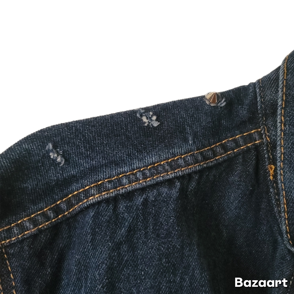 Levi's Jean Jacket Mens L Large Blue Denim Stud Shoulder - Picture 4 of 9